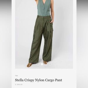 Tibi Olive Green Nylon Cargo Pants